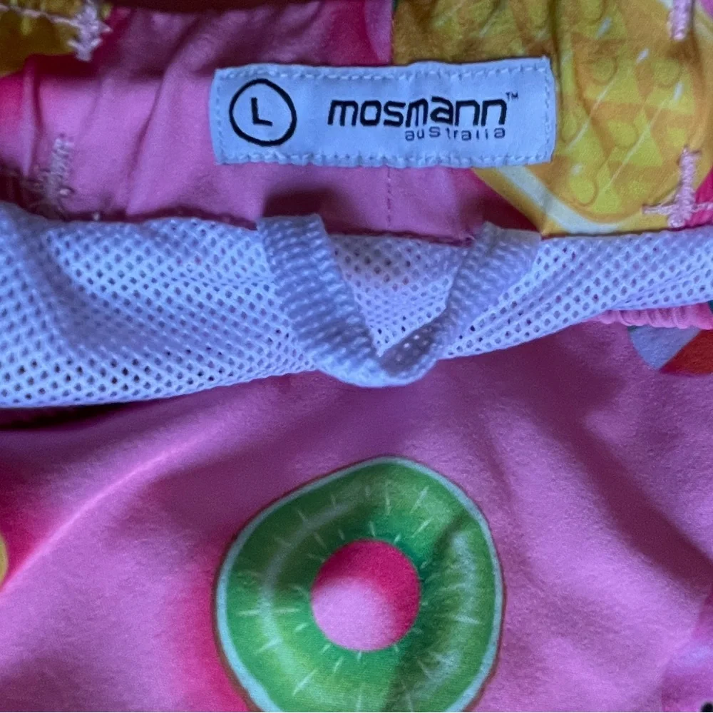 Mosmann Australia Rare Pattern Flamingo Pineapple Pink Lined Men's Swim Trunks L